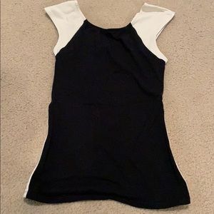 Black and white leather blouse